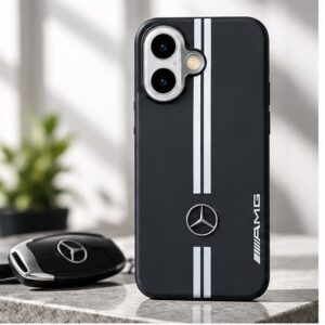 iPhone 17 Mercedes AMG Style Premium Black Leather Case by The Accessify