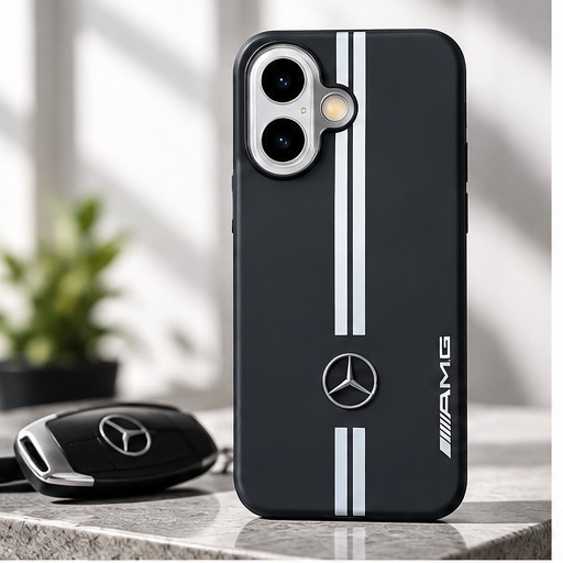 iPhone 17 Mercedes AMG Style Premium Black Leather Case by The Accessify