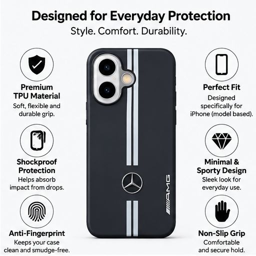 iPhone 17 Mercedes AMG Style Leather Case | Premium Luxury Shockproof Matte Cover | The Accessify - Image 4