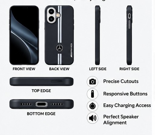 iPhone 17 Mercedes AMG Style Leather Case | Premium Luxury Shockproof Matte Cover | The Accessify - Image 3