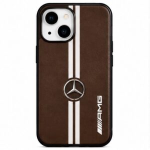 iPhone 15 BMW Style Leather Case iPhone 15 Premium Black Leather Racing Style Case by The Accessify