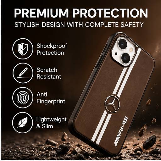 Luxury Black Leather Shockproof Case for Apple iPhone 15