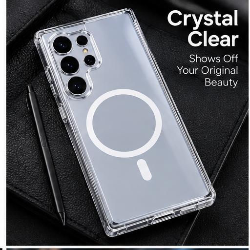 Samsung Galaxy S25 Ultra Crystal Clear MagSafe Case | Transparent Shockproof Magnetic Cover | The Accessify - Image 2