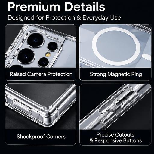 Samsung Galaxy S25 Ultra Crystal Clear MagSafe Case | Transparent Shockproof Magnetic Cover | The Accessify - Image 5