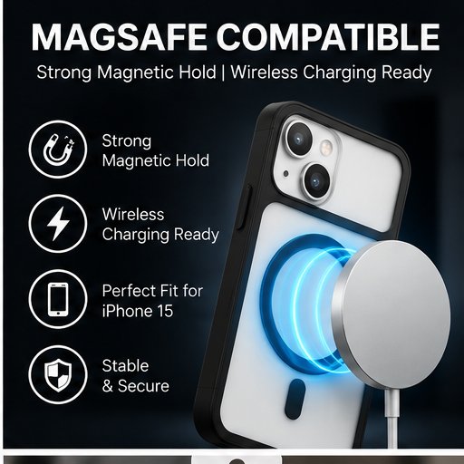 iPhone 15 Transparent MagSafe Case | Premium Black Crystal Clear Shockproof Magnetic Cover | The Accessify - Image 6