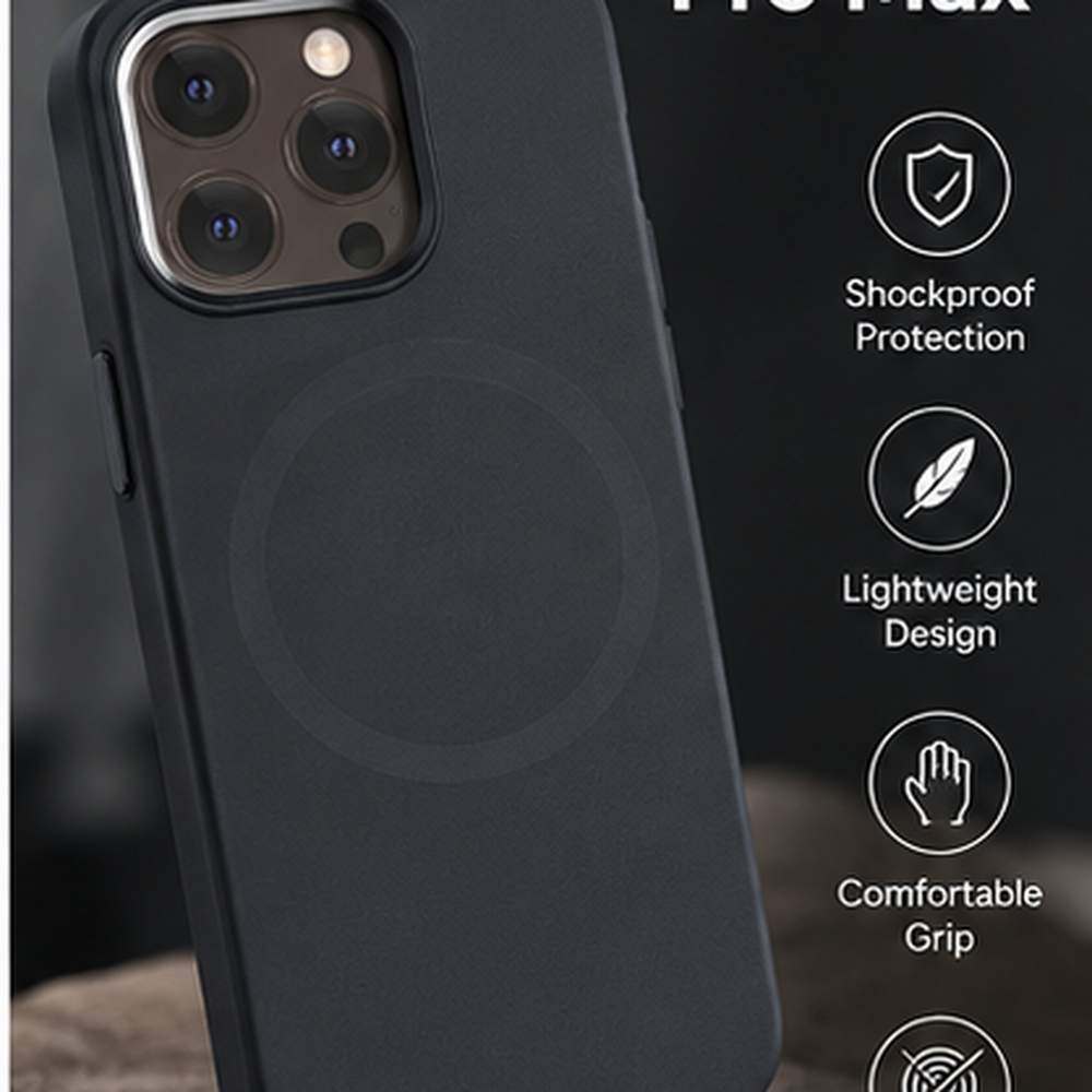 iPhone 14 Pro Max Premium Magsafe Case | Leather Textured Shockproof Protective Cover | The Accessify - Image 3