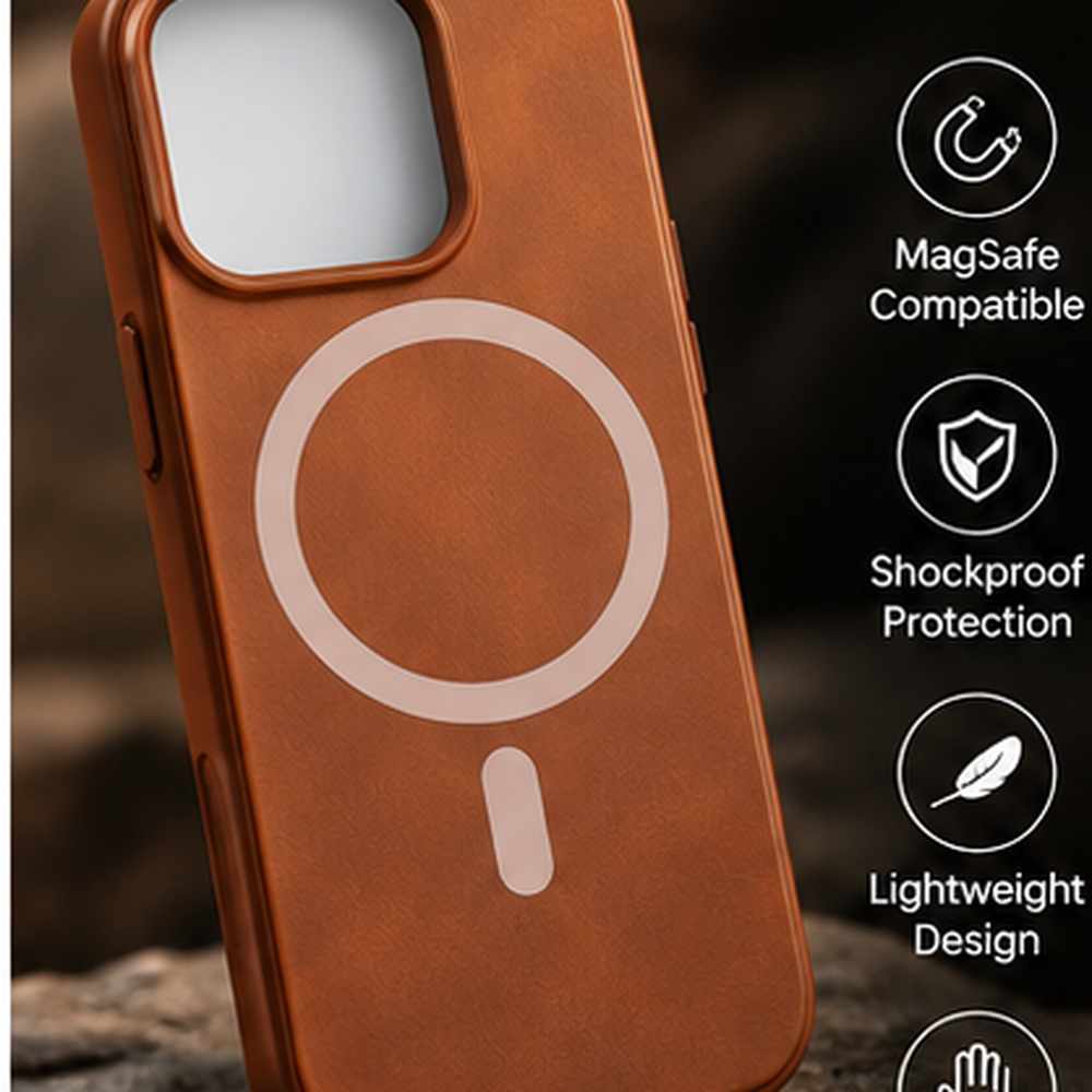 iPhone 15 Leather-Style MagSafe Case | Premium Rose Gold Magnetic Shockproof Cover | The Accessify - Image 3